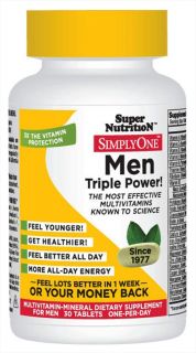 Super Nutrition   Simply One Men Multivitamin   30 Vegetarian Tablets