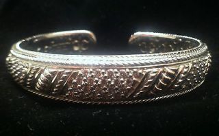   Ripka Silver Sparkling CZ Diagonal Textured Cuff Bangle Bracelet