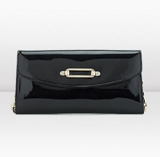 Jimmy Choo  Nini  Patent Leather Clutch Bag With Detachable Chain 