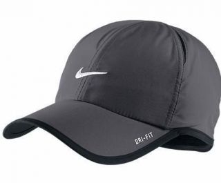   Dri Fit Feather Light Running Tennis Hat Cap DARK GRAY/WHITE SWOOSH