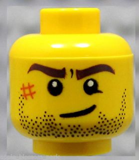NEW Lego Police Agents MINIFIG HEAD Beard/Stubble/​Scar