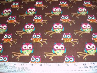 COTTON Fabric Grafiq Trafiq Hoot Owl collection on Brown BTY