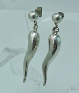Sterling Silver HORN OF PLENTY Dangling SOLID Earrings