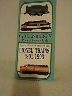 GREENBERGS POCKET PRICE GUIDE LIONEL TRAINS 1901   1993