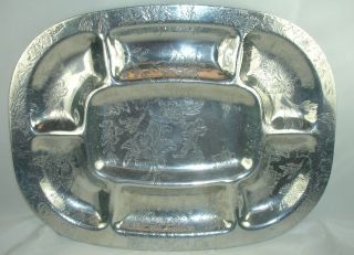Vintage hammered aluminum relish tray Lily design 7 sections