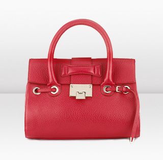 Jimmy Choo  Rosalie S  Small Top Handle Handbag in Red Soft Grainy 