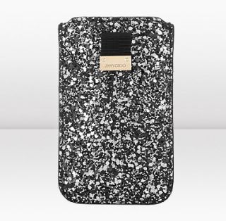 Jimmy Choo  Trent  Silver/Black Glitter Fabric iphone Case 