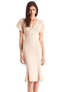 NWT $188 MARCIANO GUESS Tilda Silk Neutral Dress Casual Cocktail Day 