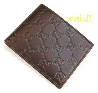 GUCCI Mens chocolate Leather GUCCISSIMA embossed Bifold wallet NIB 