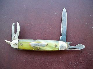 Antique Scout Camp Knife Crossed Key tang F. Herdera, Solingen, Made 