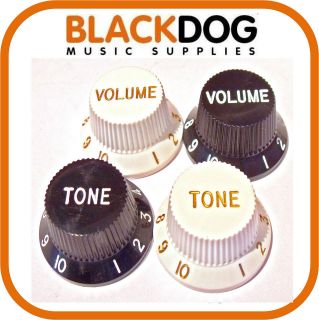 Guitar knob 1 10 tone volume any combination  T,V,TV,TTV black white 