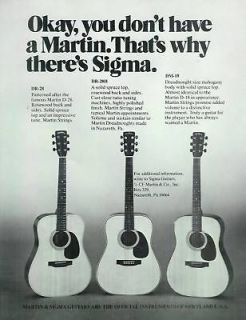 1979 MARTIN SIGMA DR 28 DR 28H DM 18 GUITAR PRINT AD