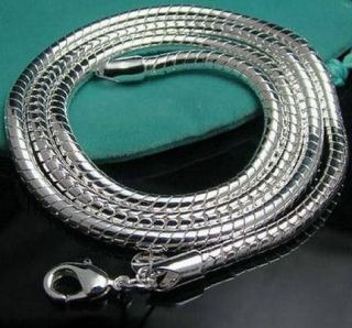 Promoting sale  solid silver 3mm snake chain necklace for 