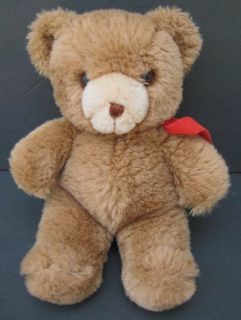   Brown TENDER TEDDY BEAR Red Bow GUND 1983 Plush Korea Stuffed Animal