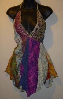 NWT Sexy Gypsy Belly Dancer 100% Silk Sequins Scarf Top 1 Size SMALL 