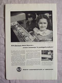 1947 Magazine Advertisement Page RCA Victor Metal Detector Food Girl 