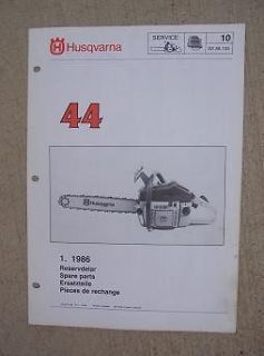 1986 Husqvarna Chain Saw Model 44 Spare Parts Manual List SX86.105 