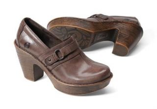Born Womens Haddon Casual Close Back Platform Clog Shoes Dark Brown 