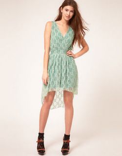  Mint Green lace dress w/ dip back hem by Rare sz 8 US / 12 UK 