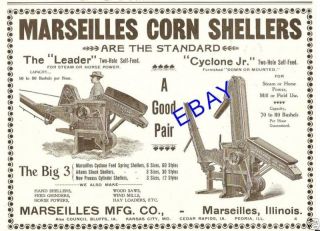 NICE 1898 MARSEILLES LEADER & CYCLONE CORN SHELLER AD