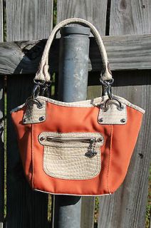 KATHY VAN ZEELAND orange handbag purse bag silver hardware cute lining 
