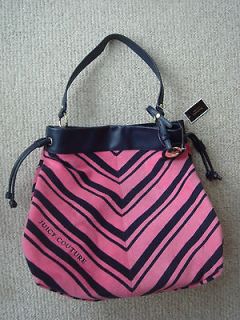   JUICY COUTURE Large Pink Navy Blue Terry Cloth Handbag Purse Tote $198