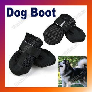 Cute Black Pet Dog Booties Shoes Air Holes Black Suede Synthetic 