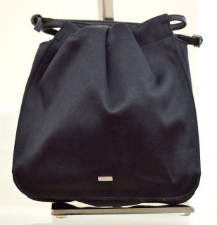 GUCCI Mint Leather BLACK SATIN EVENING BAG Satchel Handbag Purse DO 