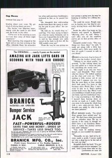 1954 AD Branick Garage Service Gas Station Air Jack Lift
