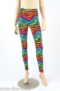 Rainbow Color Zebra Tiger Leggings Animal Print Full Length Tight 