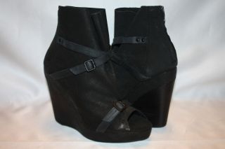   JEANS Black Distressed Leather HANSON Peep Toe Ankle Boots 8 M $245