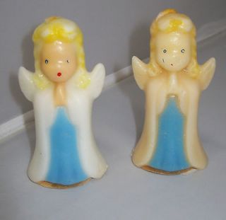 Vintage Christmas Gurley Candles Praying Angels In Blue Robes UNLIT 