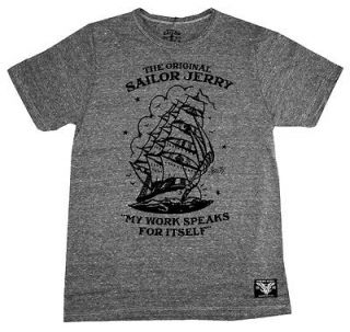 Sailor Jerry Anchor My Work Speaks Tattoo Artist Gray Soft Adult T 