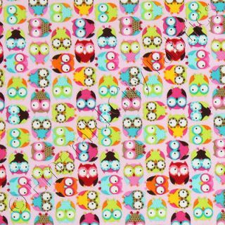   Mini Owls Tossed Pink Birds Baby Kids Cotton Quilt Fabric /Yd