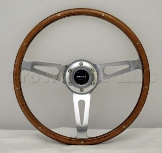 NRG Steering Wheel Classic Wood Grain Chrome Spokes 365mm Part# ST 065 