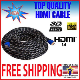 50FT GOLD PLATED HDMI CABLE 1.4 1080P FHD BLURAY 3D TV DVD PS3 HDTV 