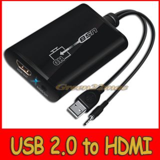 NEW LKV325 USB2.0 to HDMI DVI Converter with 3.5mm Audio Cable 1080P