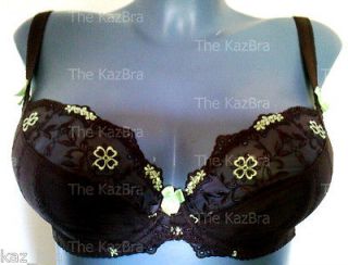 Curvy Kate Brown & Lime Underwired Bra 36F Euro 80G No Padding NEW 