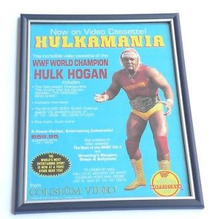 WWF Hulkamania Coliseum Video Framed Print Ad 1985 Vintage Wrestling