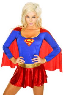 Sexy Supergirl Super Hero Avengers Justice League Halloween Costume 