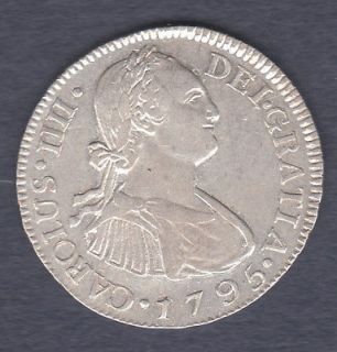GUATEMALA HONDURAS SALVADOR CAROLUS IIII 2 REALES 1795 M VERY SCARCE 
