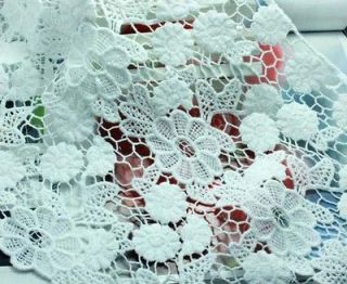 2yd white cotton hollow floral Venise Lace Fabric craft Dress/Wedding 