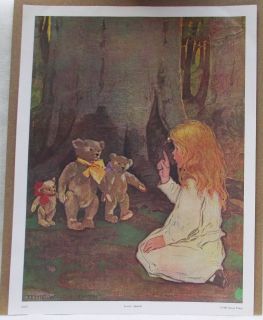   BEARS & GIRL LOVERS QUARREL PRINT BY JESSIE WILCOX SMITH (1982