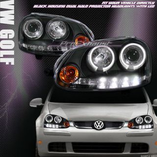 EURO BLK DRL LED HALO RIM PROJECTOR HEAD LIGHTS LAMP 06 09 VW GOLF GTI 