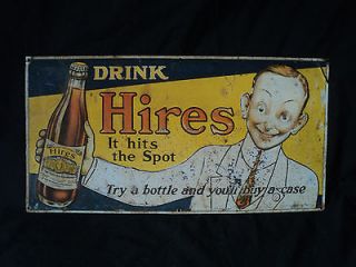 VTG Antique 1914 HIRES Root Beer JOSH SLINGER Metal Tin Store 