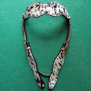 HILASON WESTERN HAIR ON COWHIDE LEATHER HORSE TACK BRIDLE HEADSTALL 