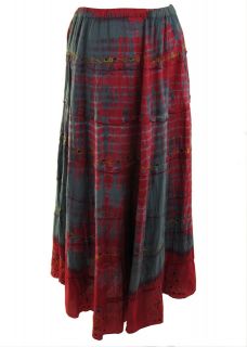   10 Soho Clothing Boho Skirt Tie dye Blue Hot Pink Tiered Gypsy Hippie