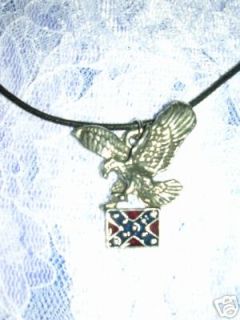 SOUTHERN EAGLE w REBEL FLAG PEWTER PENDANT 30 NECKLACE