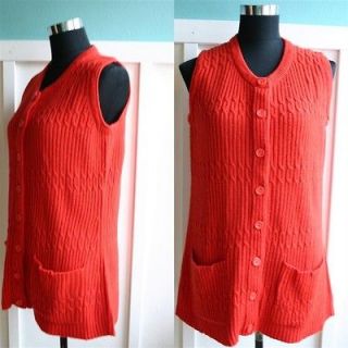   70s brady bunch red knit sweater vest top shirt blouse costume L/XL