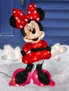 Disney Minnie Mouse Lighted 30 Tinsel Christmas Outdoor Decor New